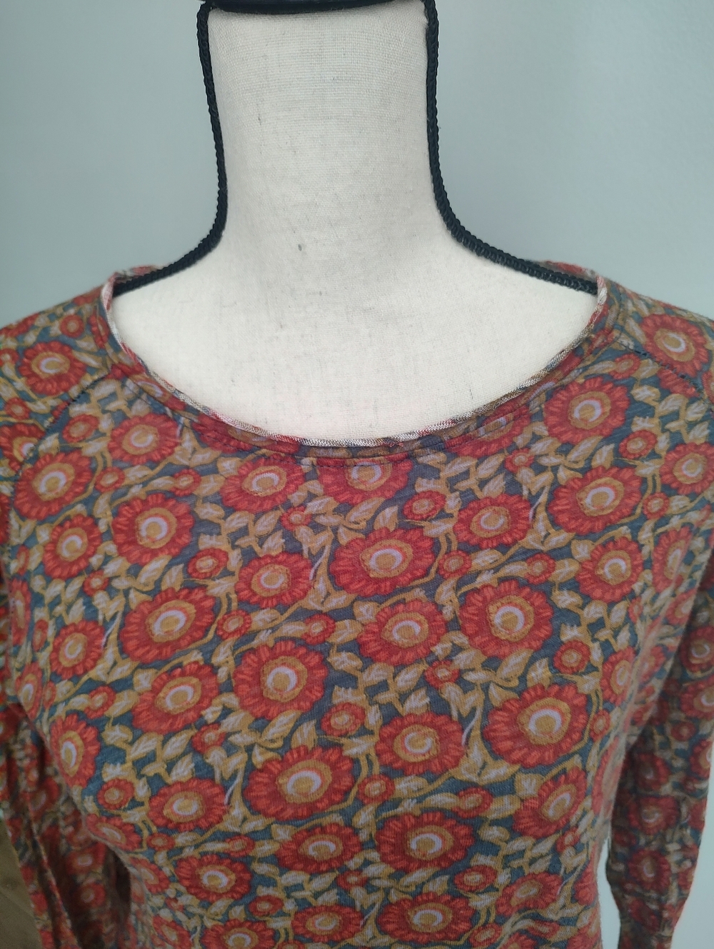 Natural Life Lily Floral Raglan Long Sleeve Cotton Top Cottage Boho M - Picture 5 of 9